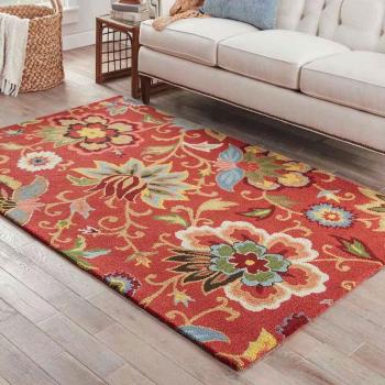 Beautiful Floral Cherry Hand-tufted Wool Rug Manufacturers in Suriname